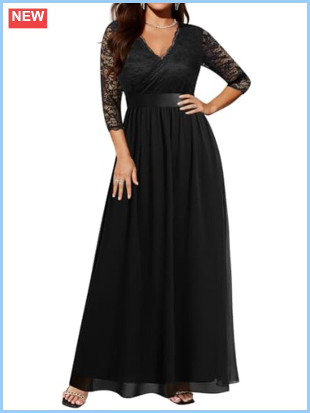 Plus Size Formal Evening Gown Lace Chiffon Wedding Dress Bride